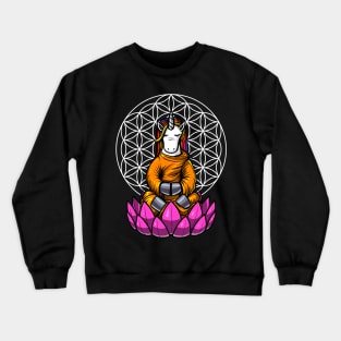 Unicorn Buddha Zen Yoga Meditation Flower Of Life Crewneck Sweatshirt